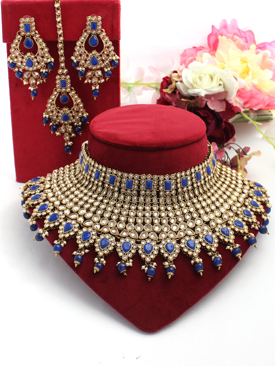Mihika Necklace Set-Blue