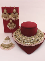 Kashish Necklace Set-Golden/Pastel Pink