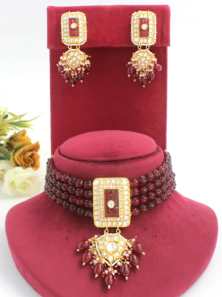 Rashmi Necklace Set - maroon