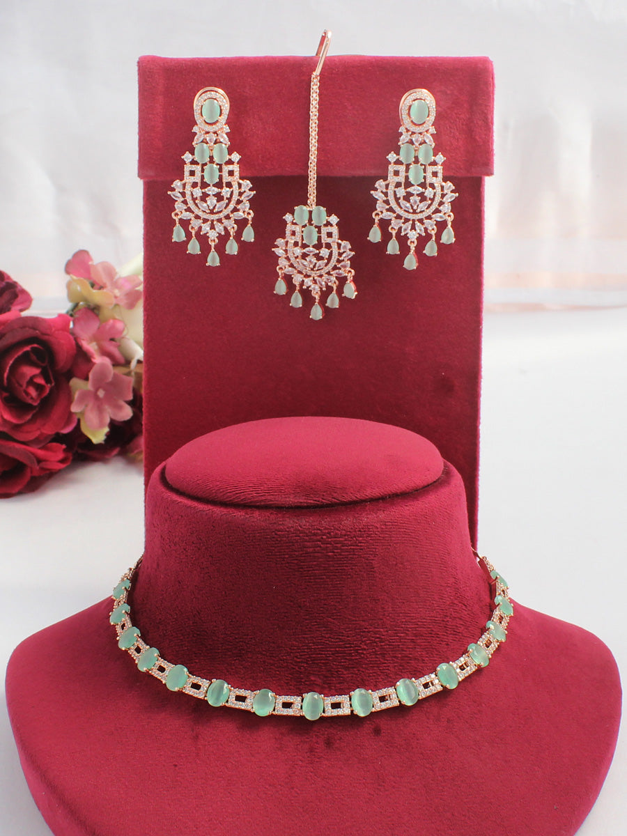 Aleena Necklace Set-Munt Green