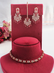 Aleena Necklace Set-Ruby Pink 