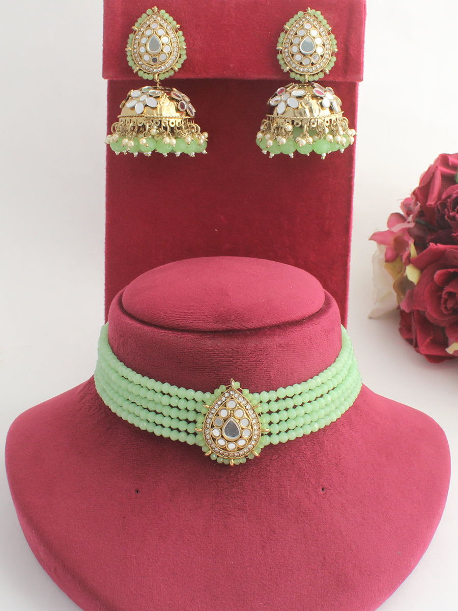 Naaz Necklace Set-Mint Green