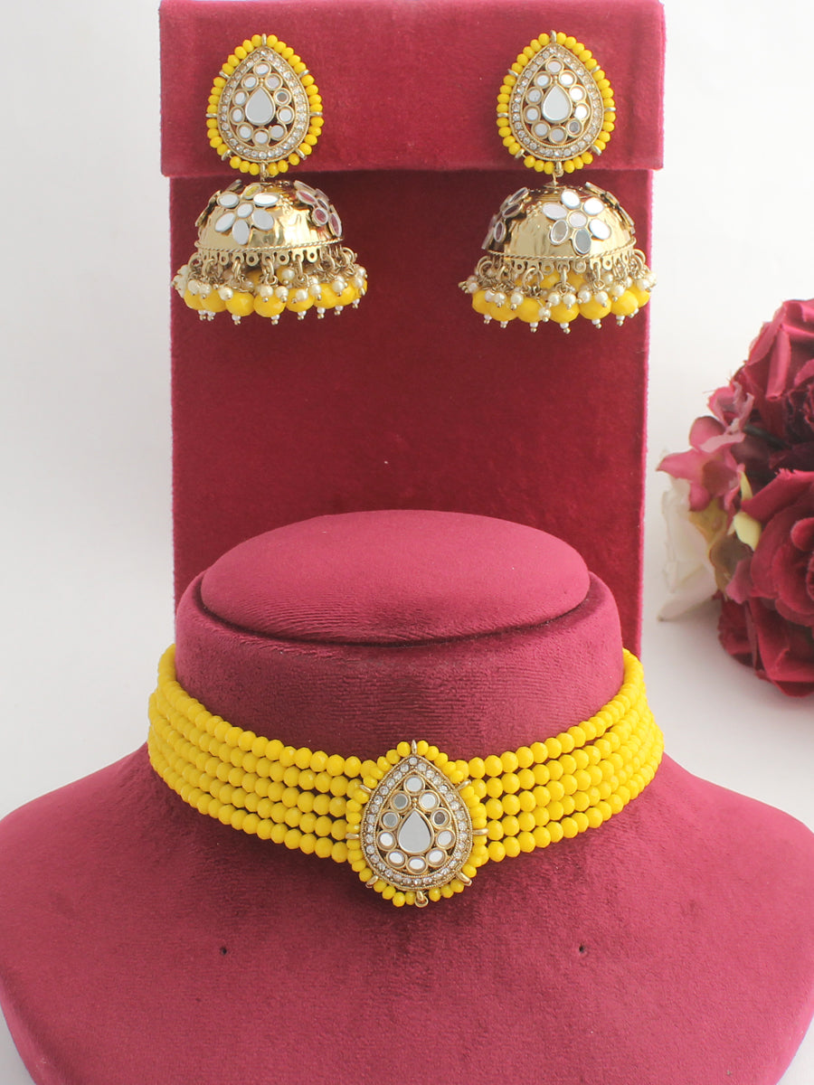 Naaz Necklace Set-Yellow