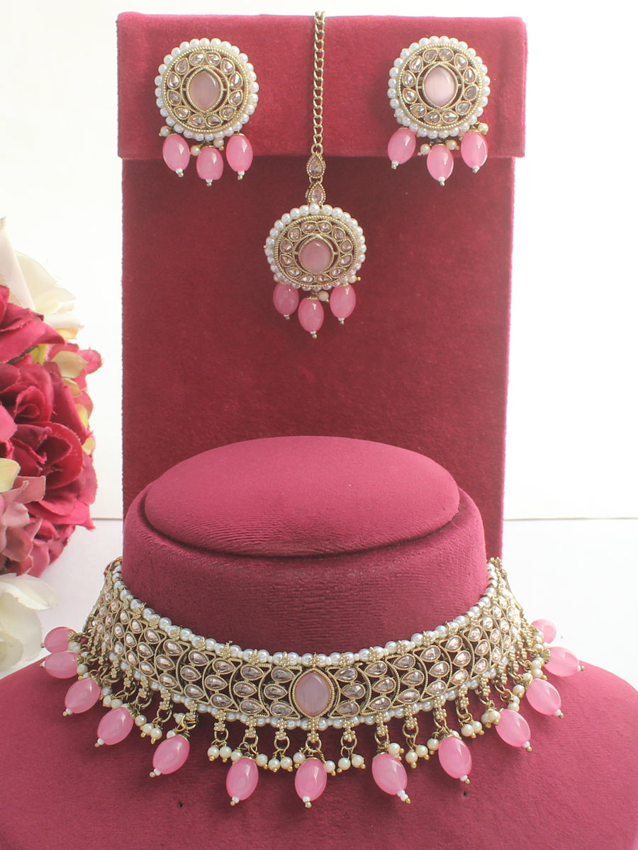 Bhumi Necklace Set - Pastel Pink