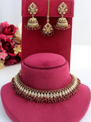 Abhilasha Necklace Set-maroon