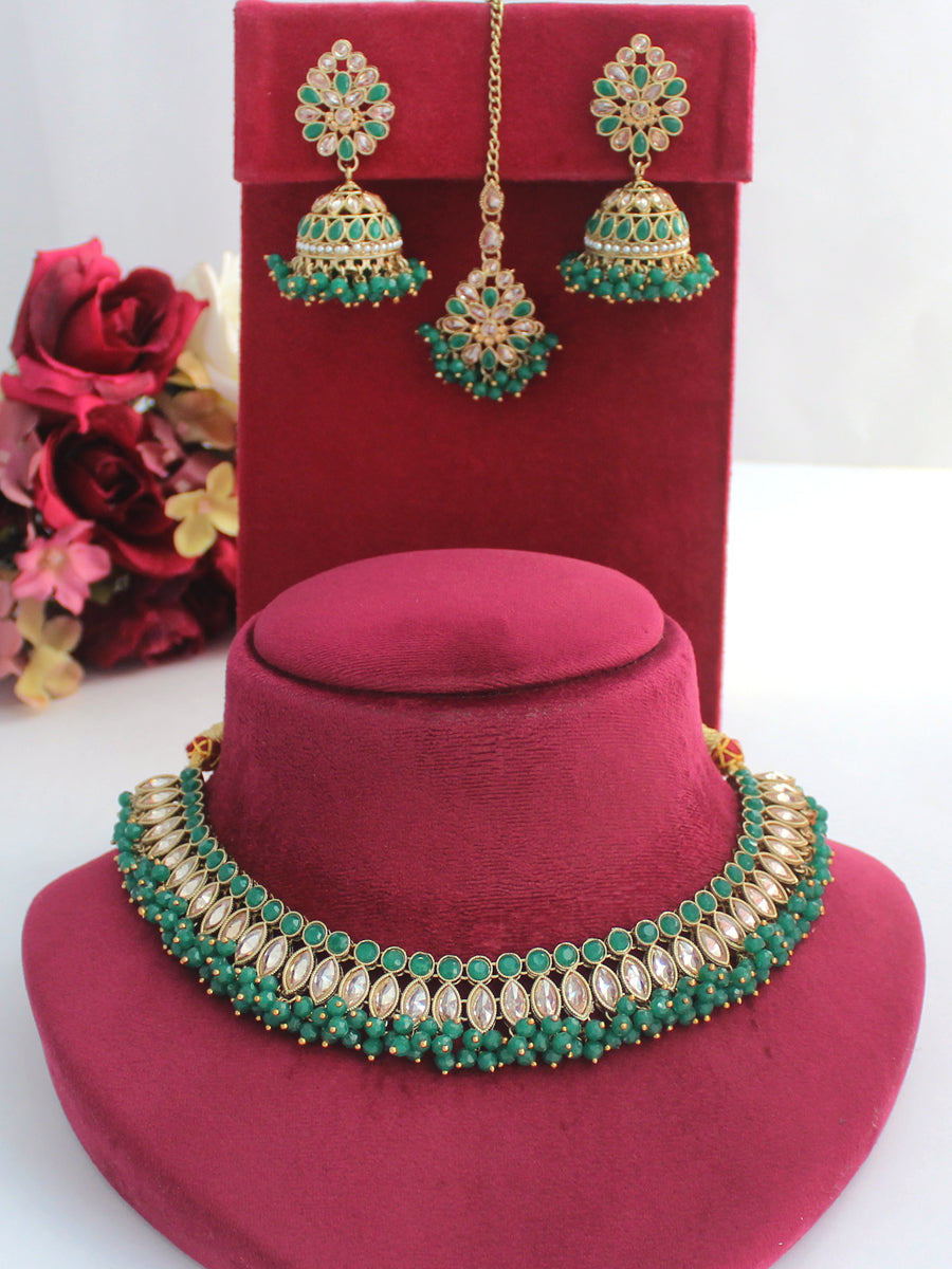 Abhilasha Necklace Set-Green