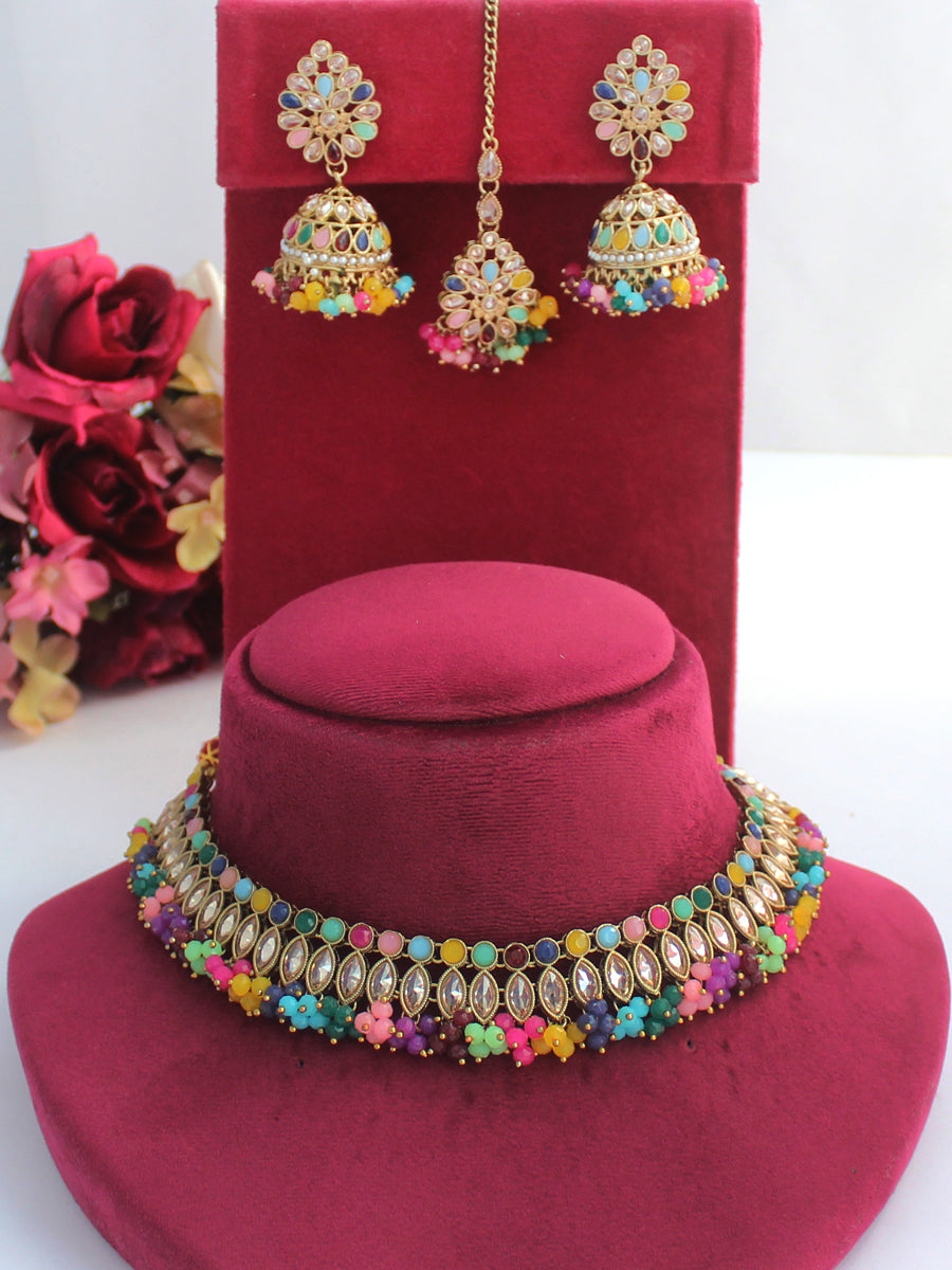 Abhilasha Necklace Set-Multicolor