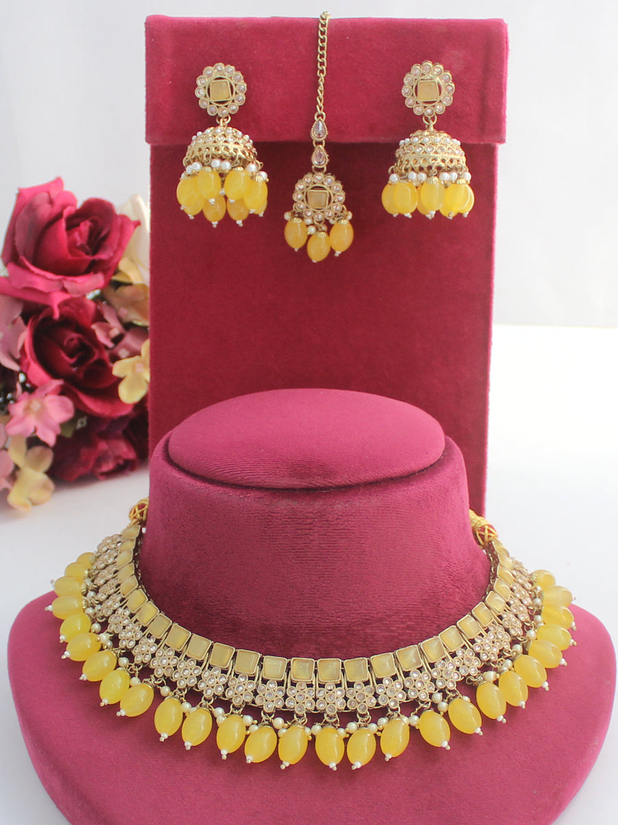 Mehak Necklace Set - Yellow