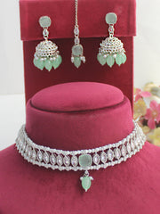 Dishita Choker Necklace Set-Mnt Green