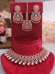 Amisha Choker Necklace Set-Pastel Pink 