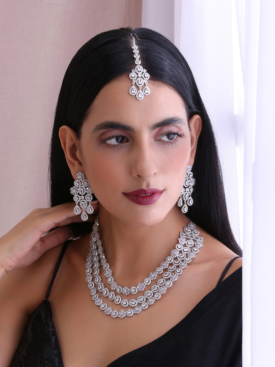 Shanaya Layered Necklace Set-Silver