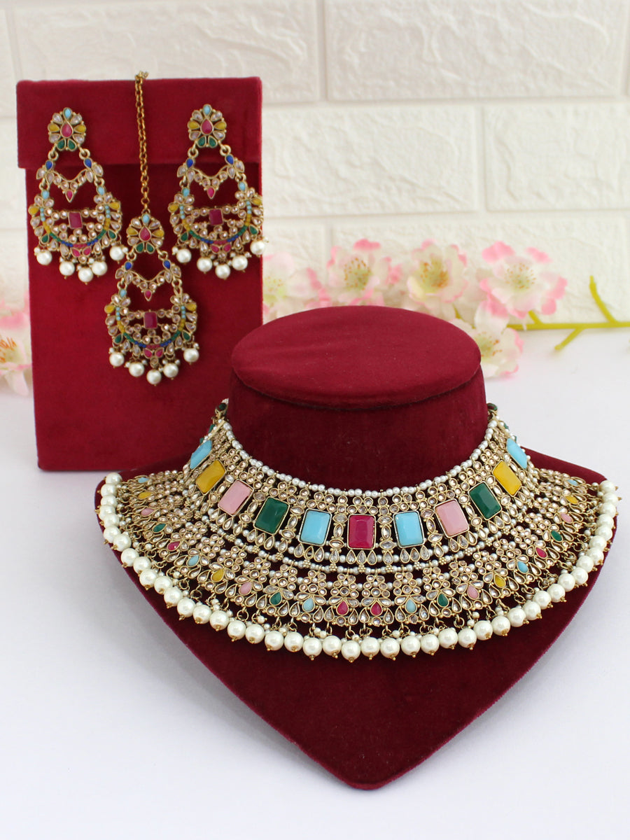 Devina Necklace Set-Multicolor