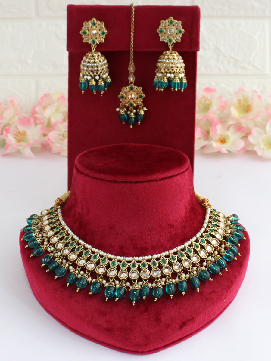 Riyana Necklace Set-Rama Green