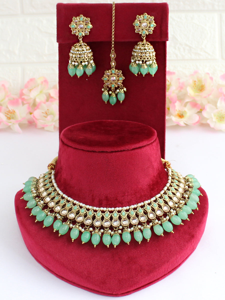 Riyana Necklace Set-Mint Green
