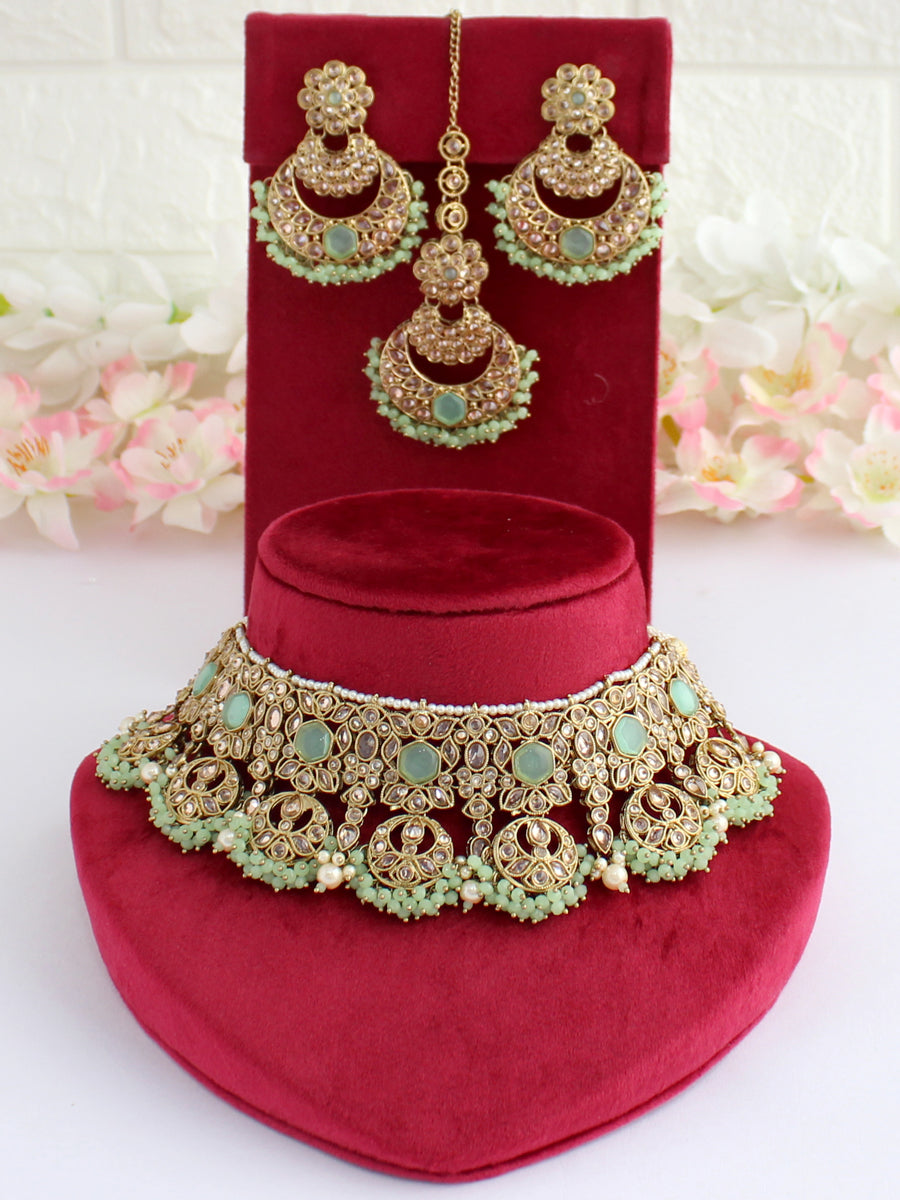 Suneeti Necklace Set-Mint Green