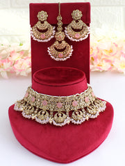 Suneeti Necklace Set-Pastel pink