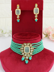 Devika Choker Necklace Set-Mint green