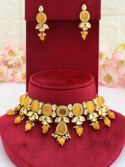 Ruhana Choker Necklace Set-Yellow