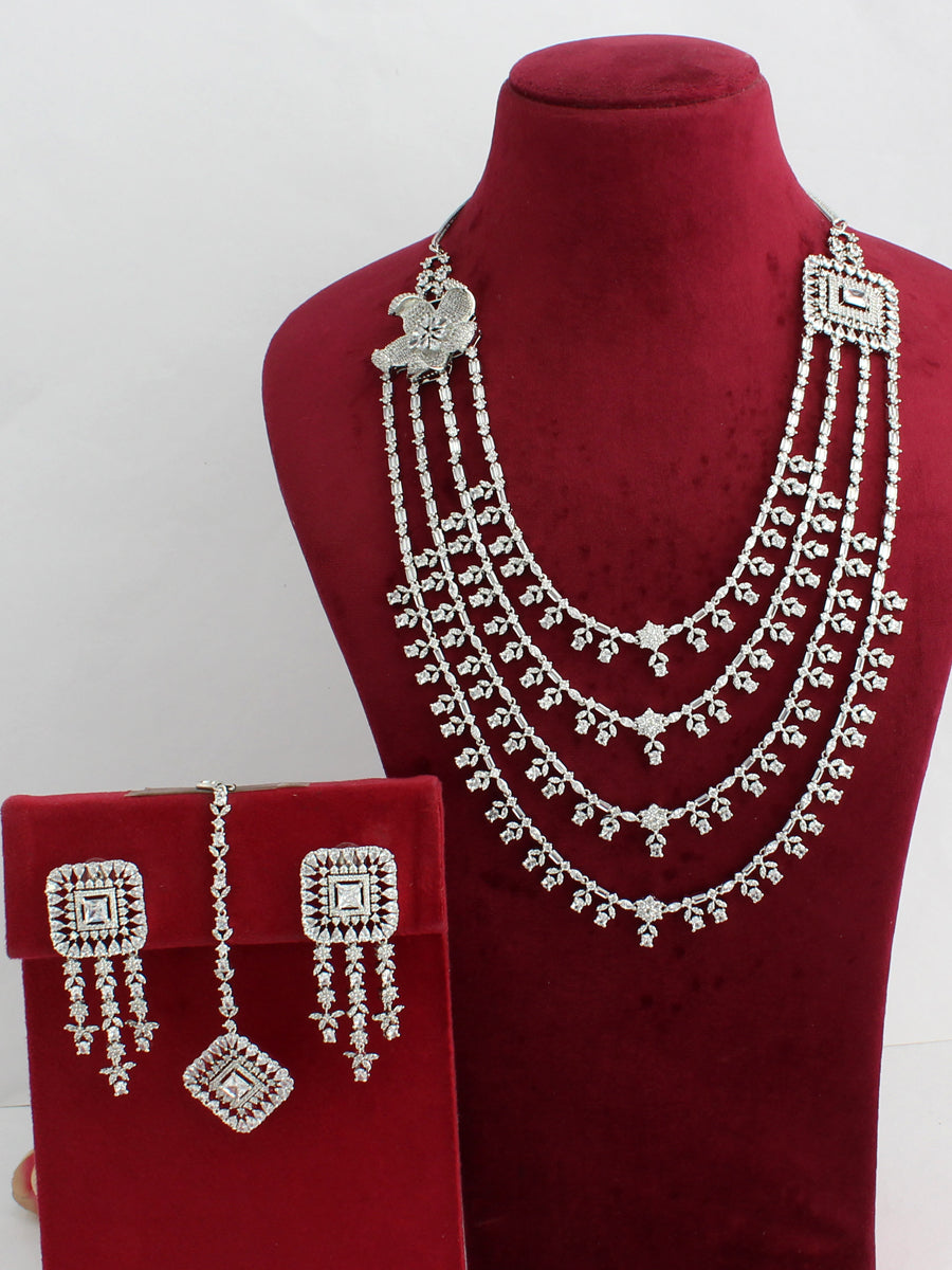 Tarasha Layered Necklace Set-Silver