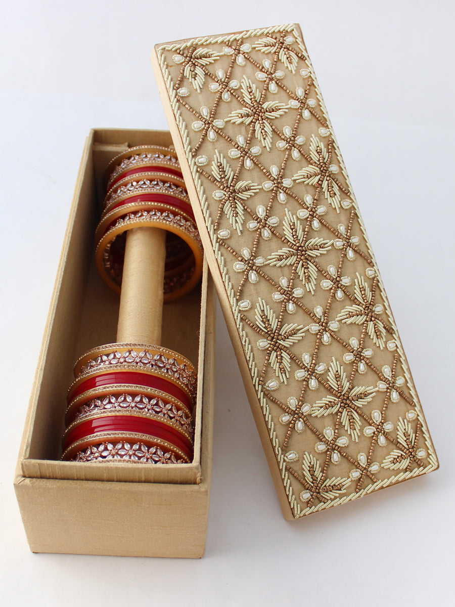 1 Row Bridal Choora Bangle Box-Golden