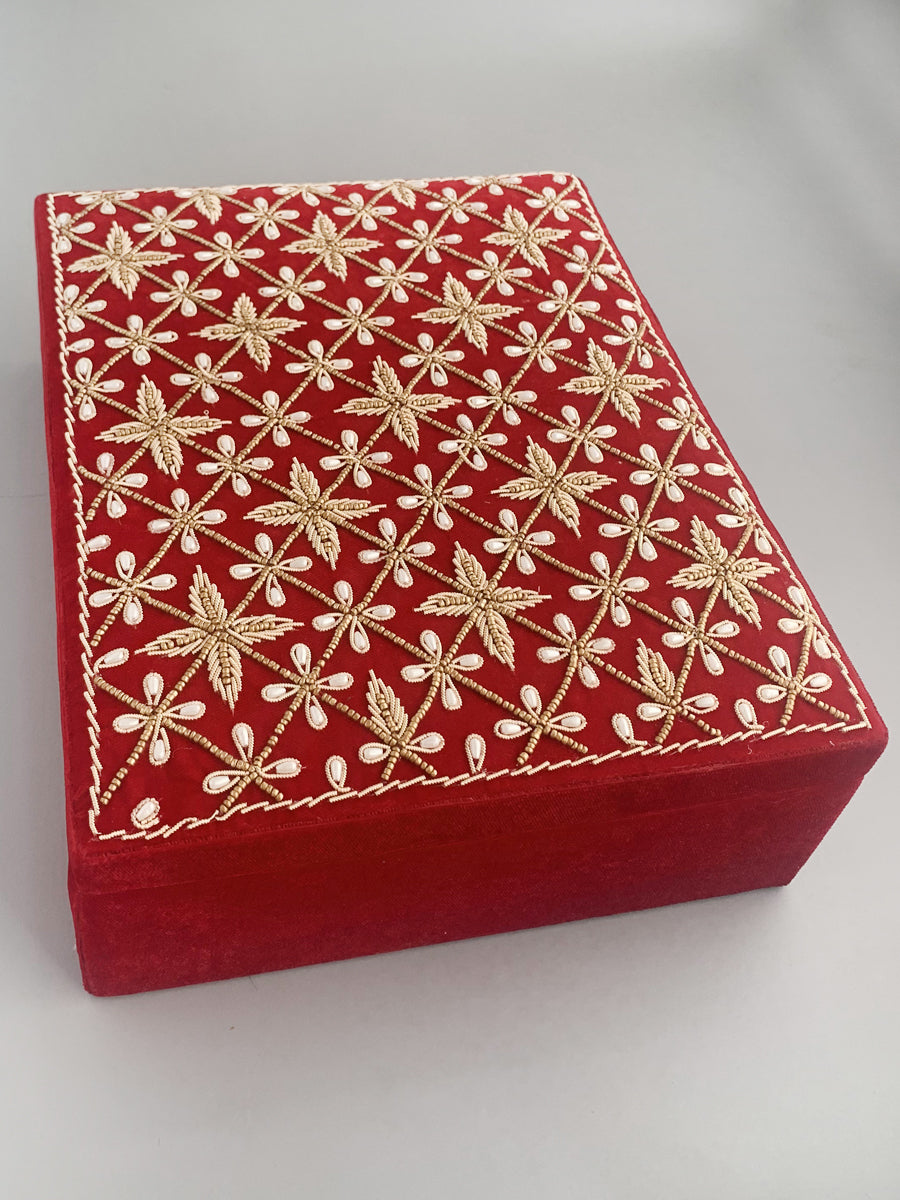 3 Row Bridal Choora Bangle Box-Red