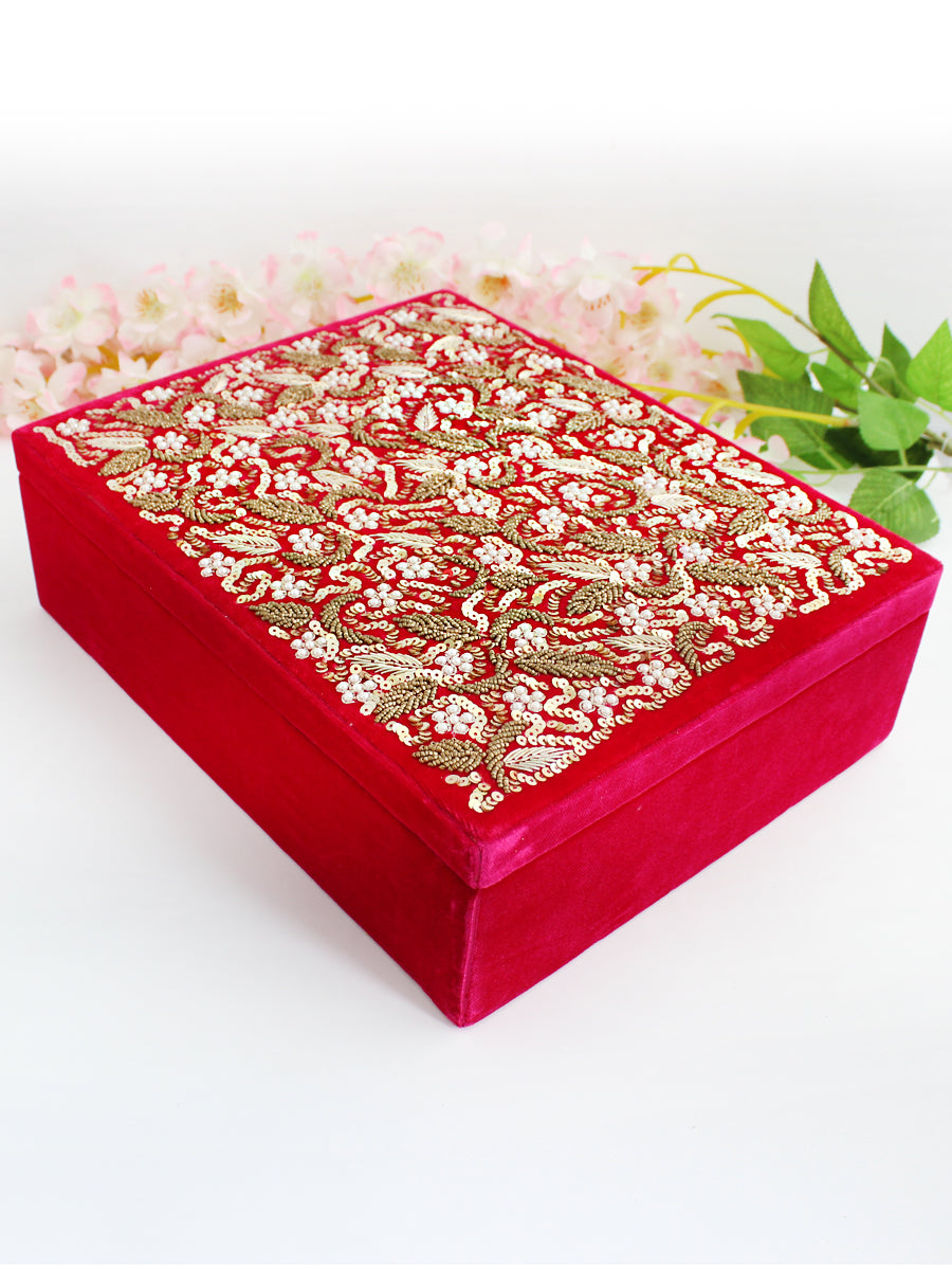3 Row Bridal Choora Bangle Box-Hot Pink