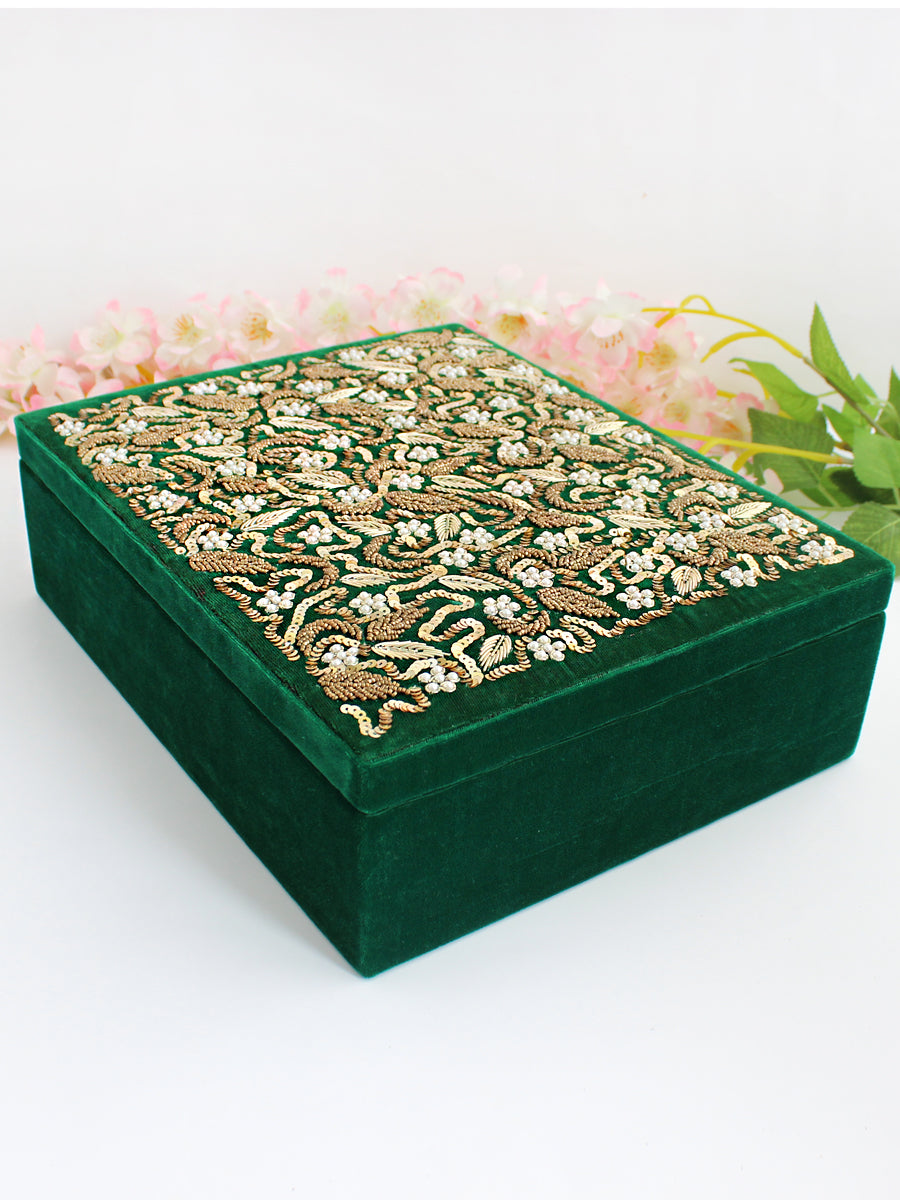 3 Row Bridal Choora Bangle Box-Green