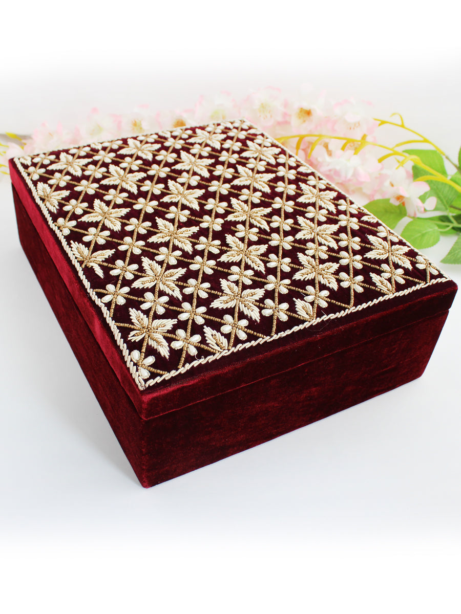 3 Row Bridal Choora Bangle Box-Maroon