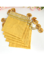 Tissue Potli Bags / Wedding Favors Pack of 5 Pc-Golden