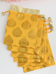 Multi Color Potli Bags / Wedding favors Pack of 6 pc-Yellow