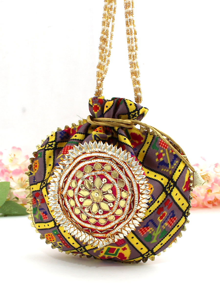 Patola Print Potli Bags / Wedding favors-Multi Color