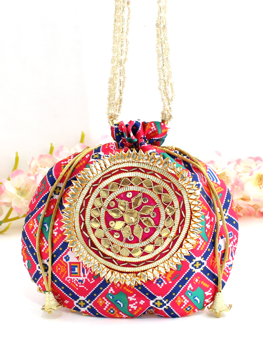 Patola Print Potli Bags / Wedding favors-Multi Color