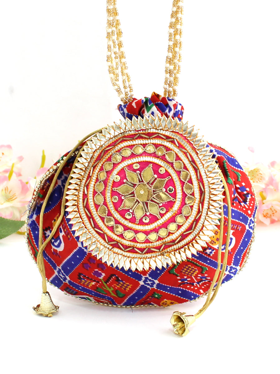 Patola Print Potli Bags / Wedding favors-Multi Color