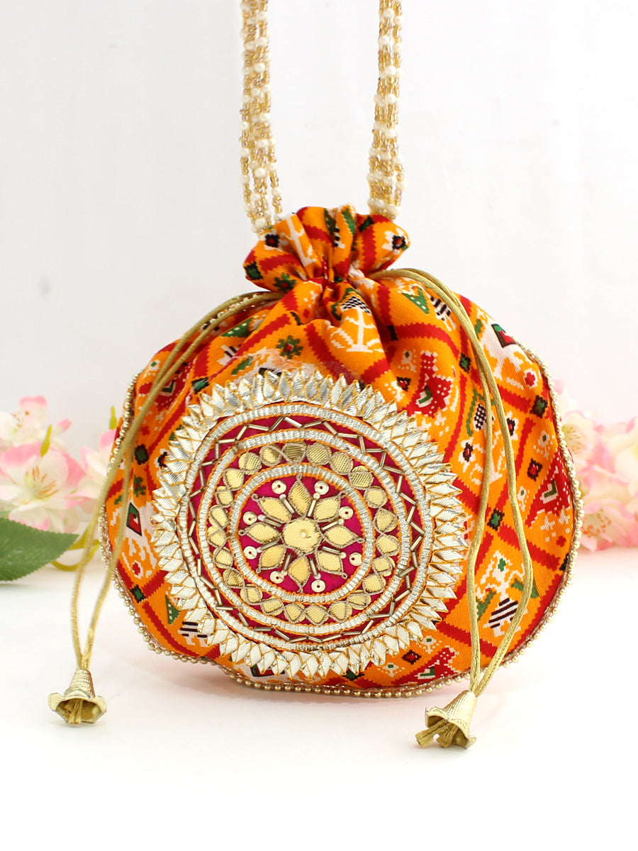 Patola Print Potli Bags / Wedding favors-Multi Color
