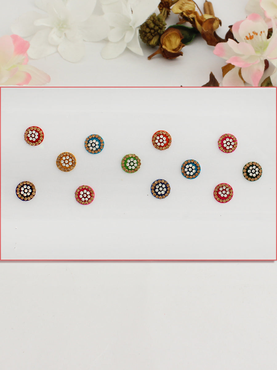 Round Shape Stone Border Bindi Card