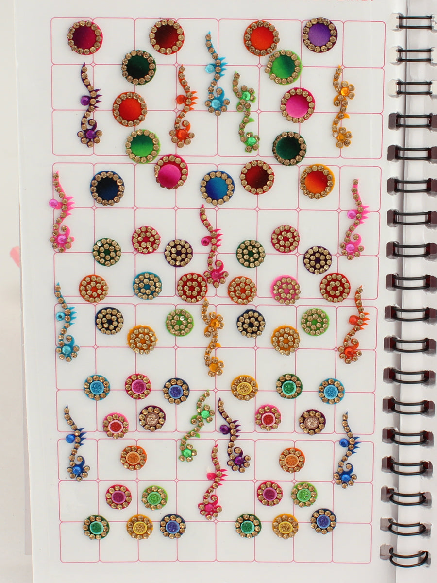 Multi Color Mix Design Bindi Book with Stone Work
