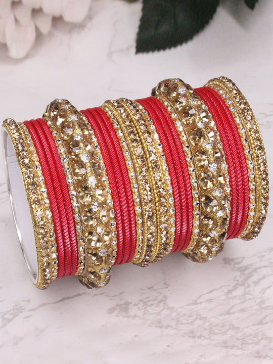 Poorva Bangle Set-Red