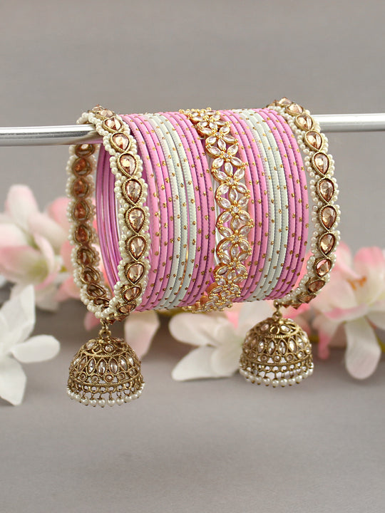 Akansha Bangle Set-Pastel Pink 