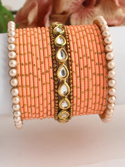 Nidhi Bangle Set-Peach