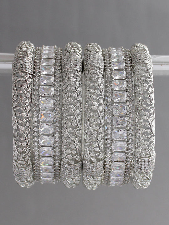 Ishani Bangle Set-Silver