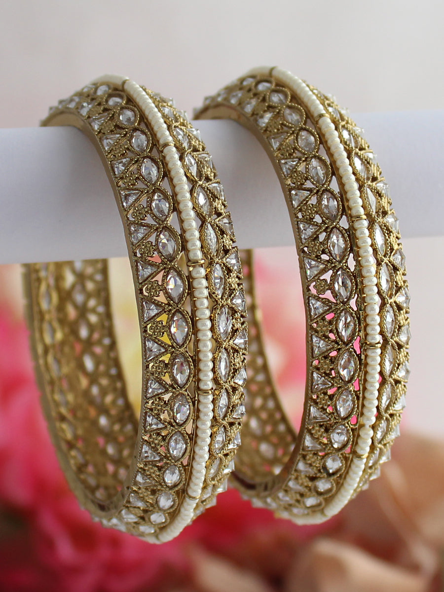 Jiya Bangle Set-White