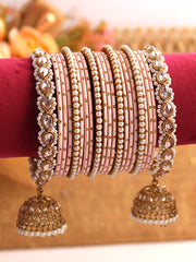 Vaani Bangle Set-Peach