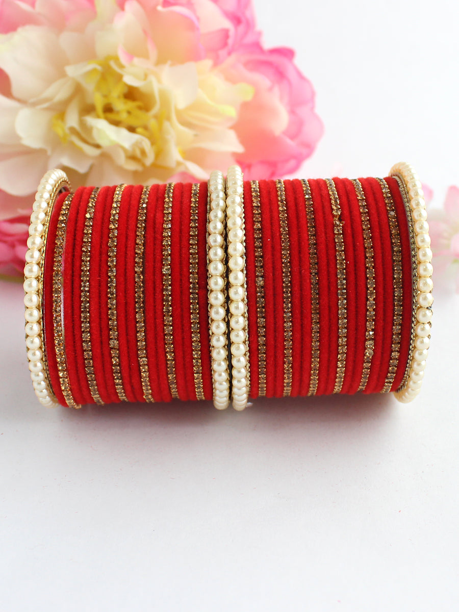 Jaanvi Bangle Set-Red