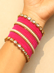 Preksha Bangle Set-Hot Pink 