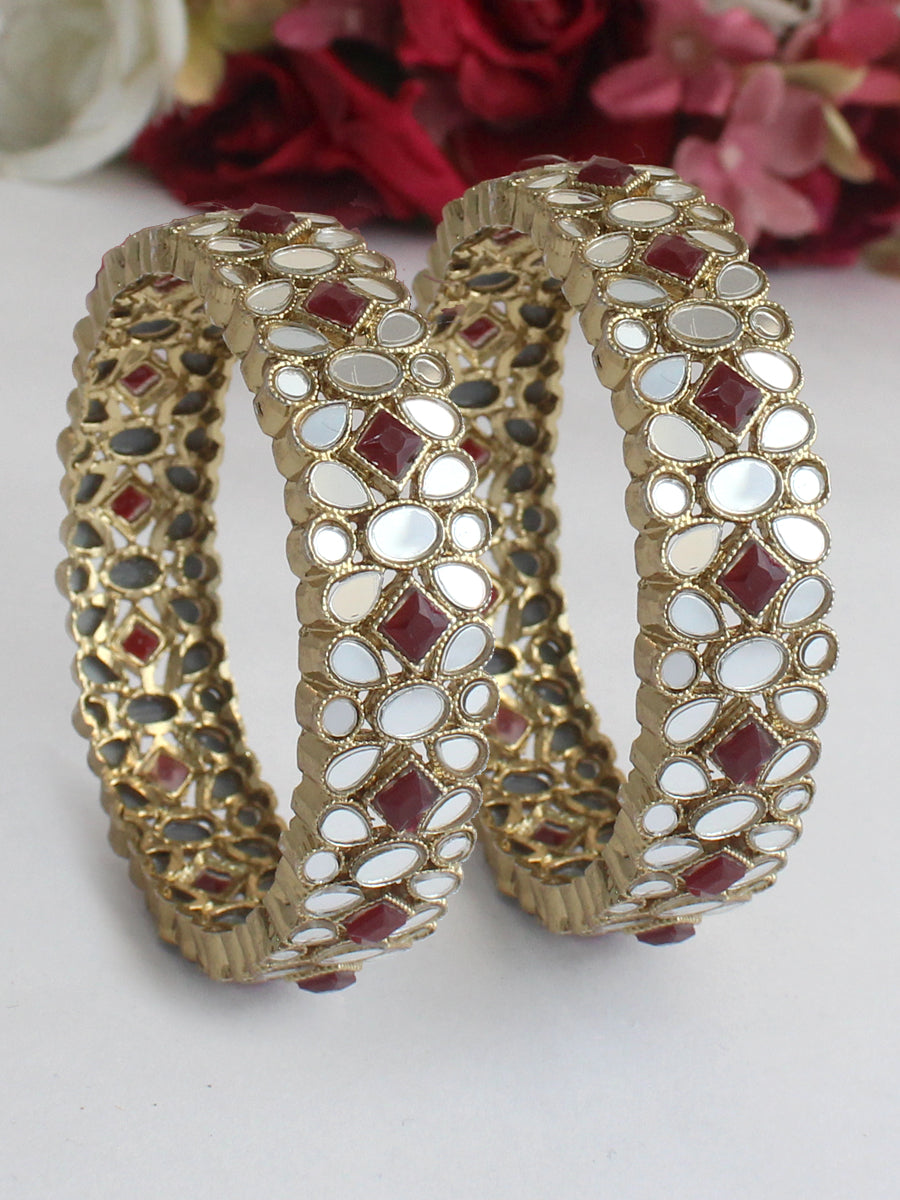 Naaz Bangle Set-Maroon