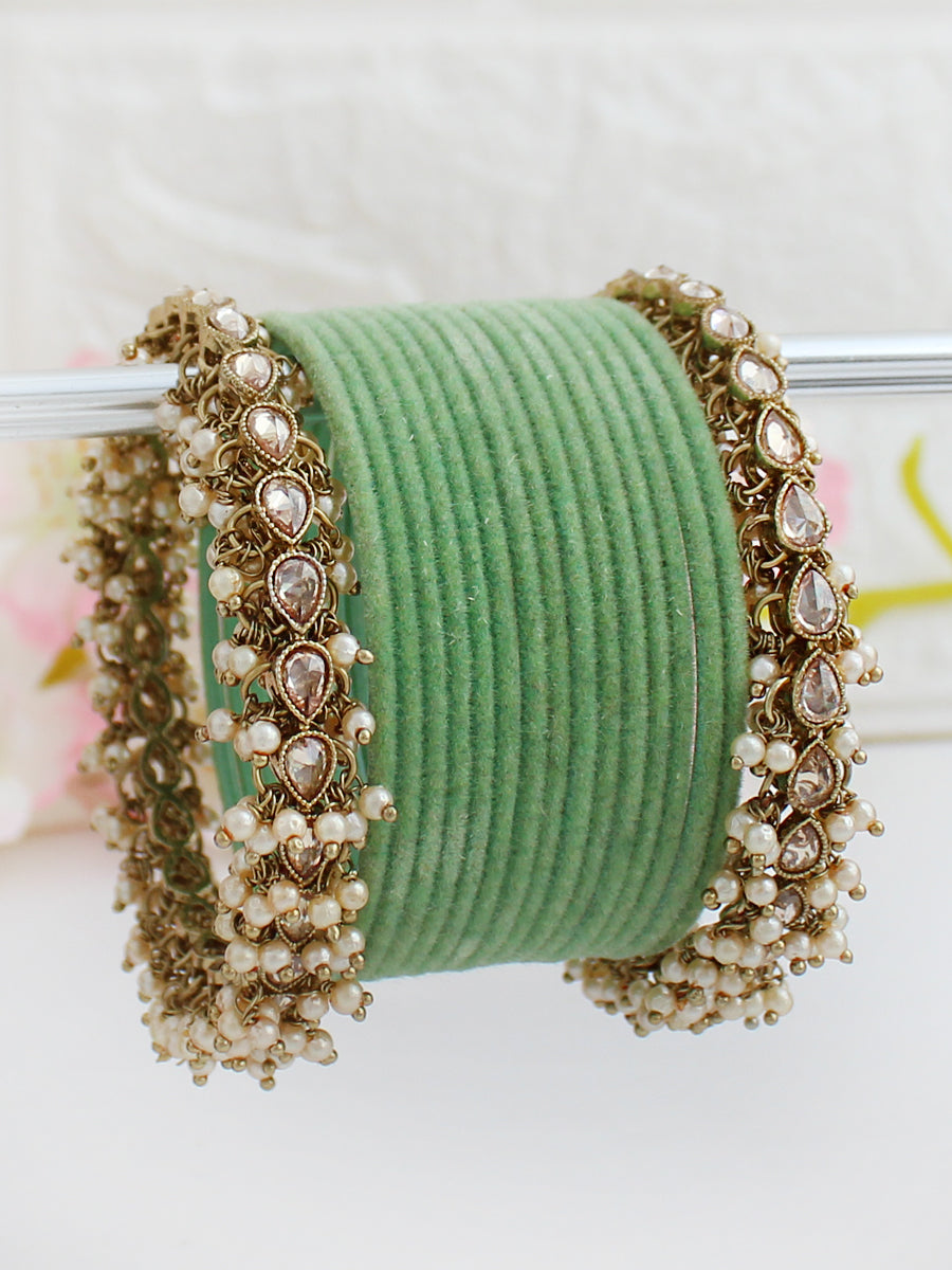 Sharvi Bangle Set-Mint Green