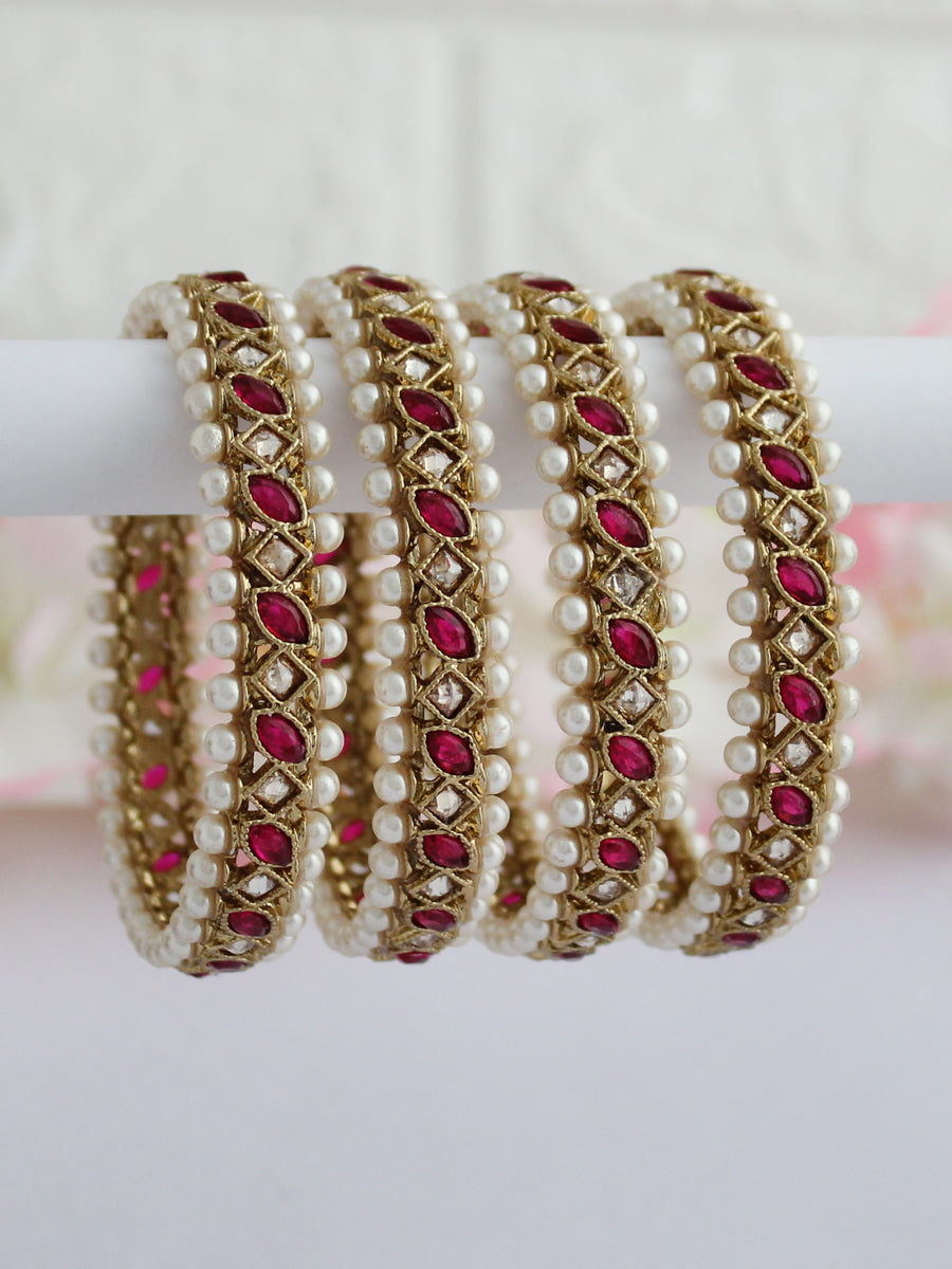 Kinjal Bangle Set-Hot Pink