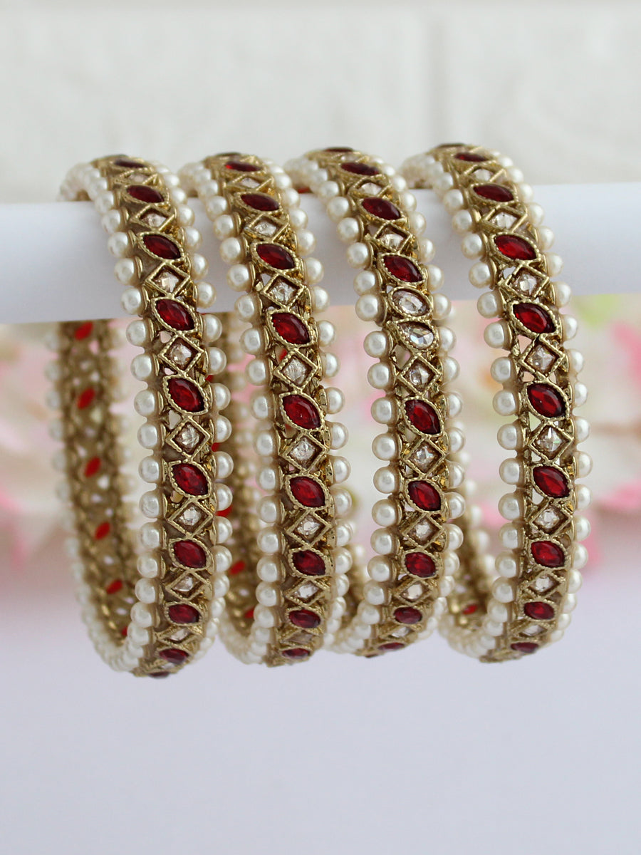 Kinjal Bangle Set-Maroon