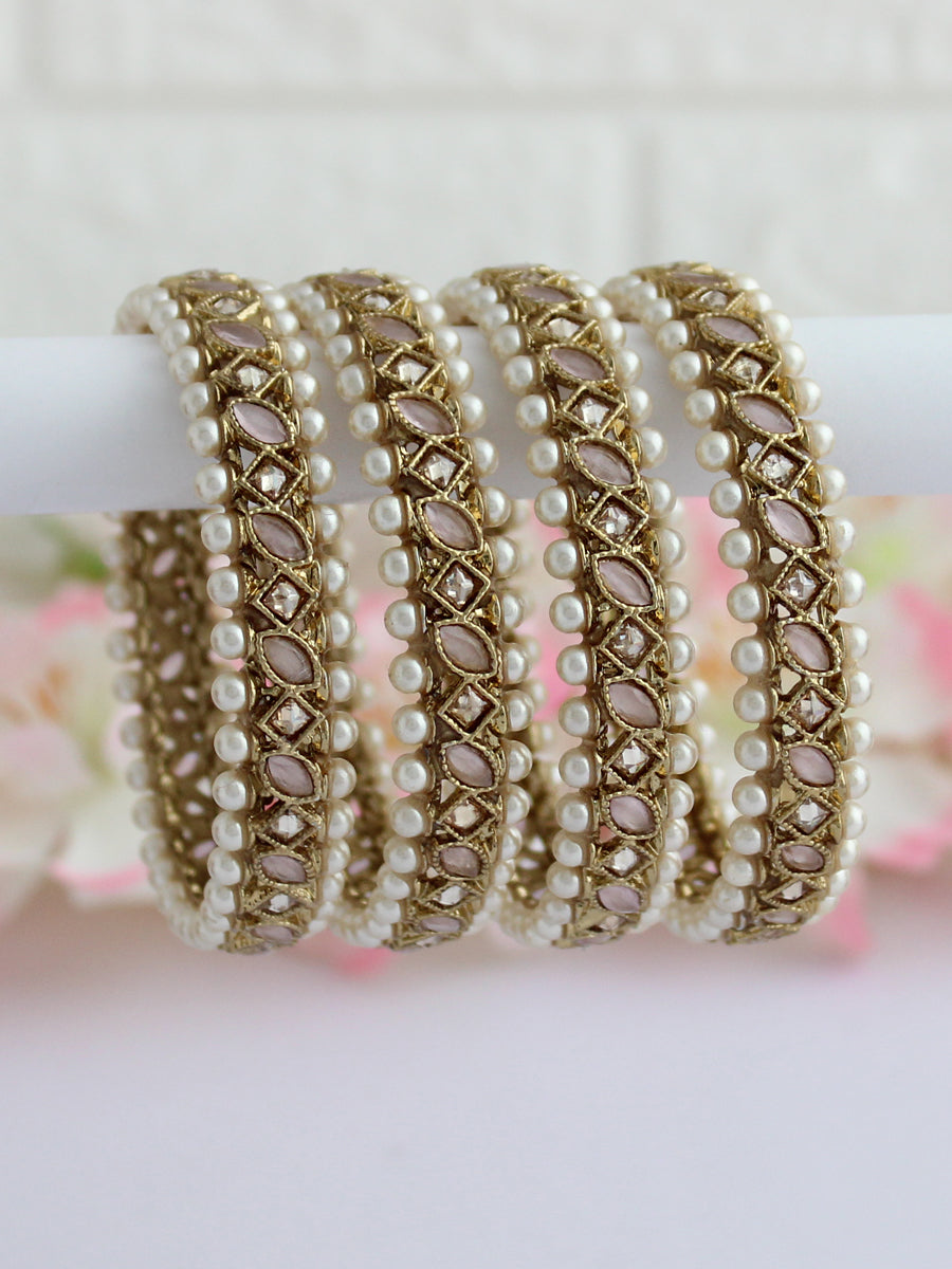 Kinjal Bangle Set-Pastel Pink