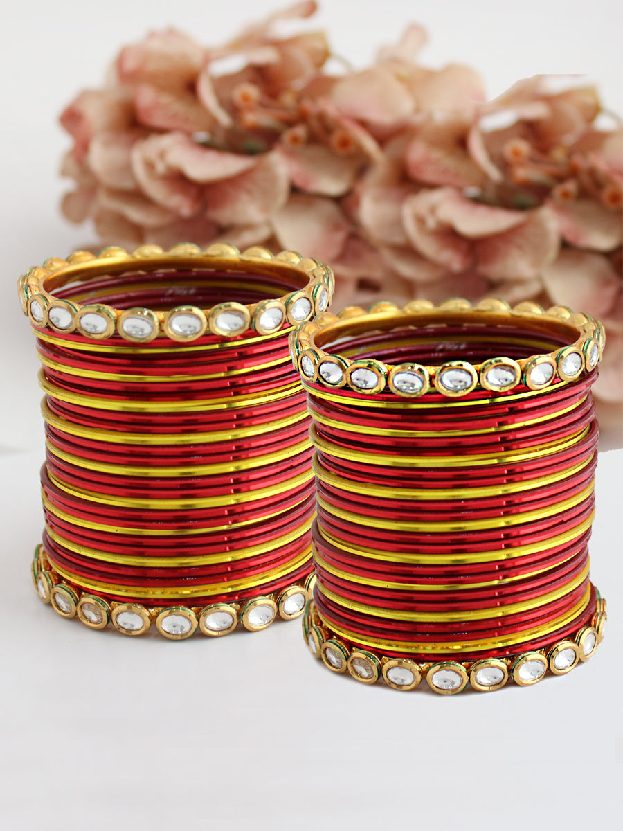 Damini Bangle Set-Maroon